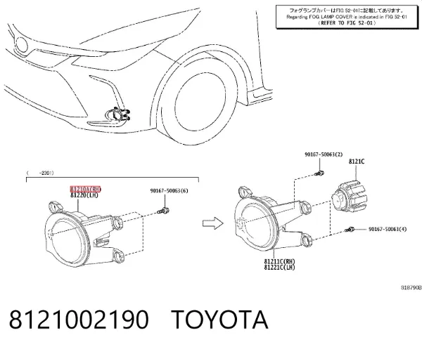 Faro antiniebla derecho 8121002190 Toyota