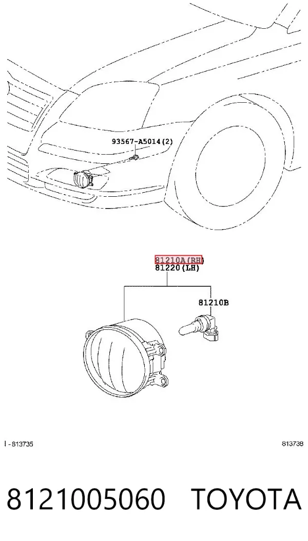 Faro antiniebla derecho 8121005060 Toyota