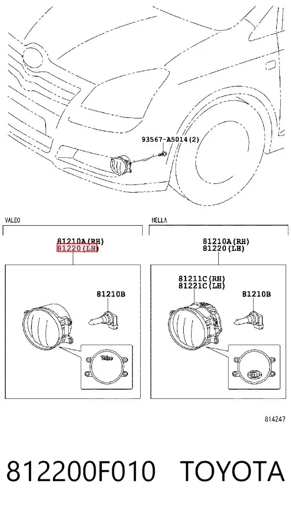 Luz antiniebla izquierdo 812200F010 Toyota