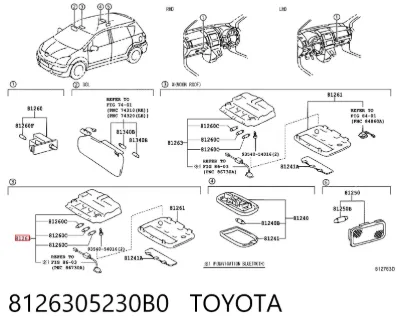 Luz de techo interior (cabina) TOYOTA 8126305230B0