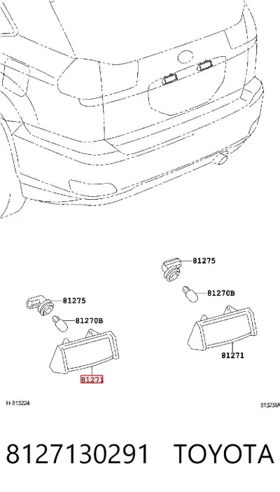 Carcasa de luz de matrícula TOYOTA 8127130291