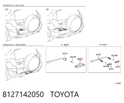 Carcasa de luz de matrícula TOYOTA 8127142050
