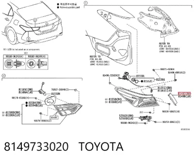 Cubierta para luz trasera TOYOTA 8149733020