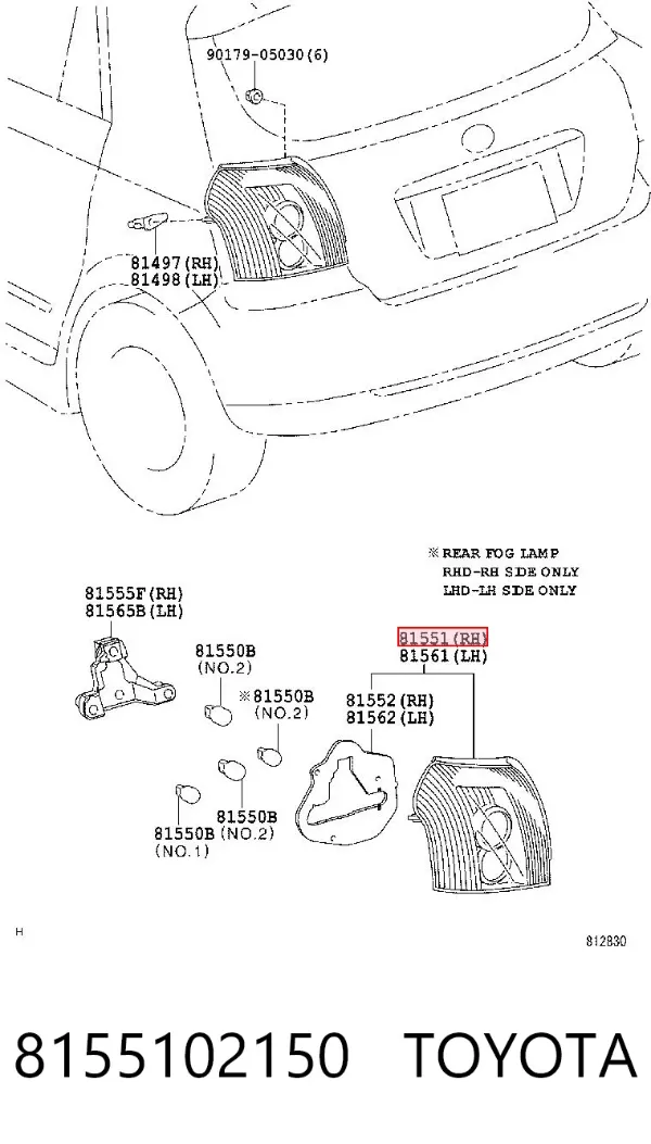 Piloto trasero derecho 8155102150 Toyota