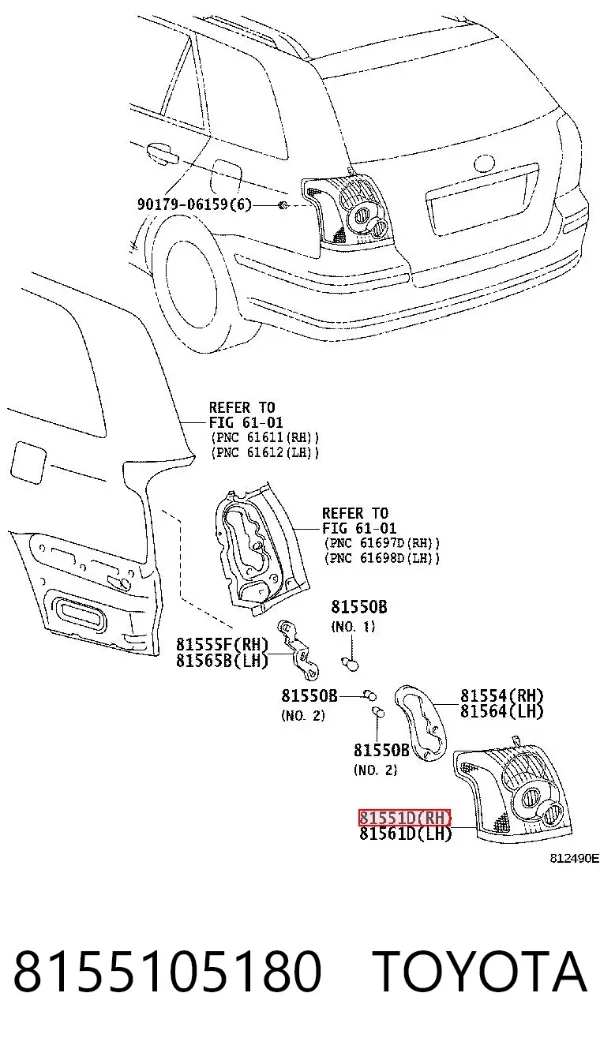 Piloto trasero derecho 8155105180 Toyota