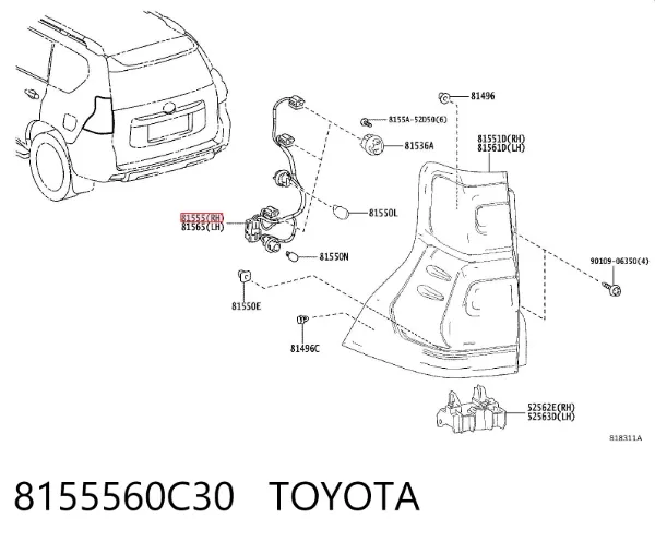 Piloto trasero izquierdo 8155560C30 Toyota