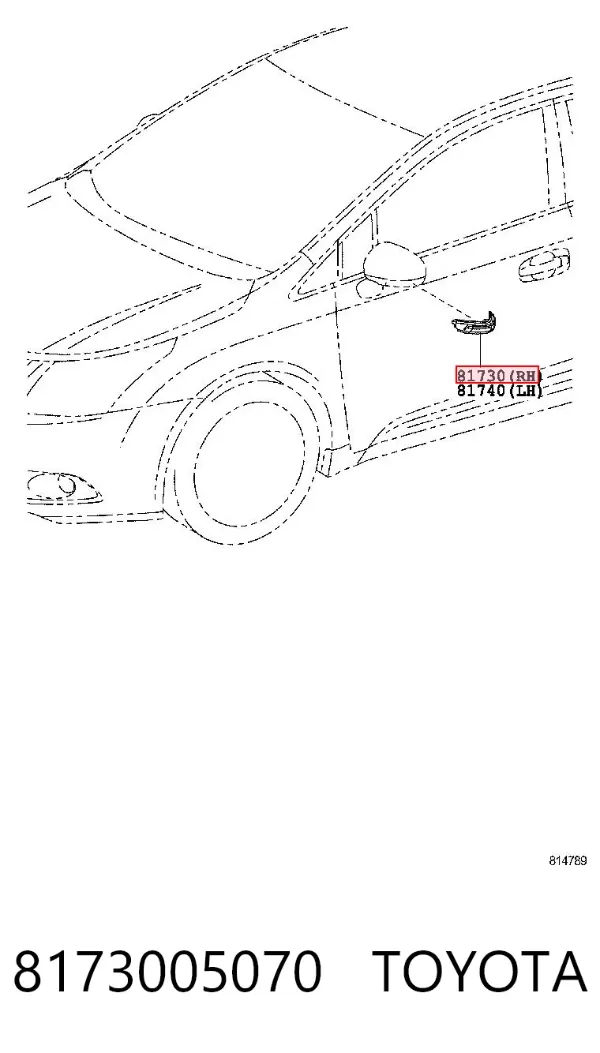 Luz intermitente del espejo retrovisor derecho 8173005070 Toyota