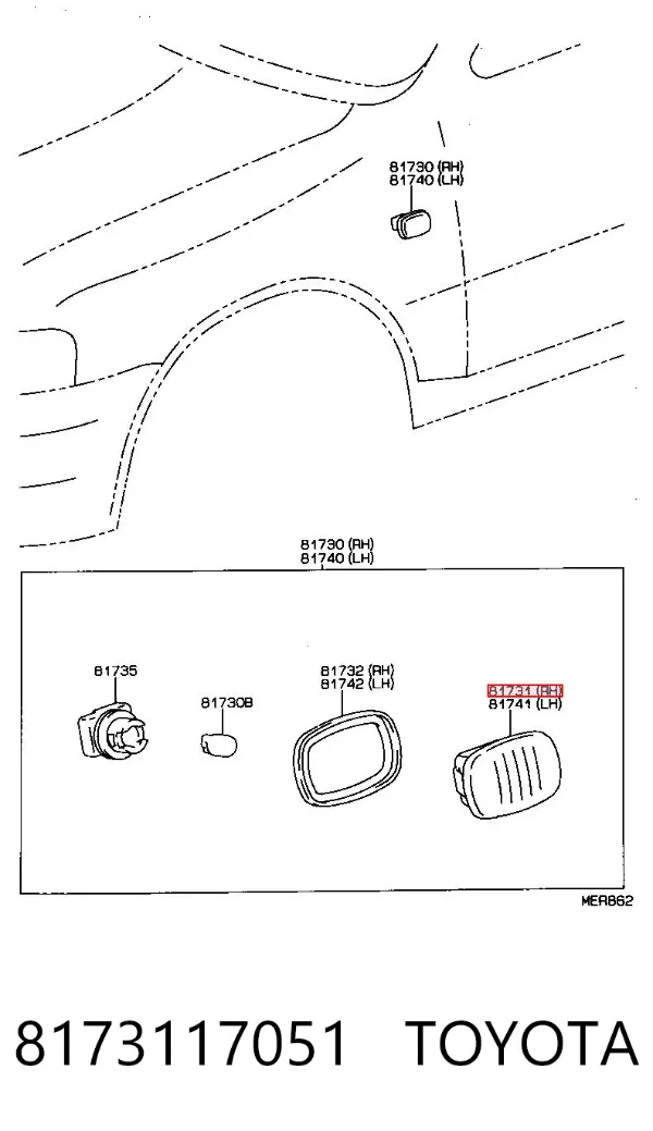 Luz intermitente de guardabarros 8173117051 Toyota