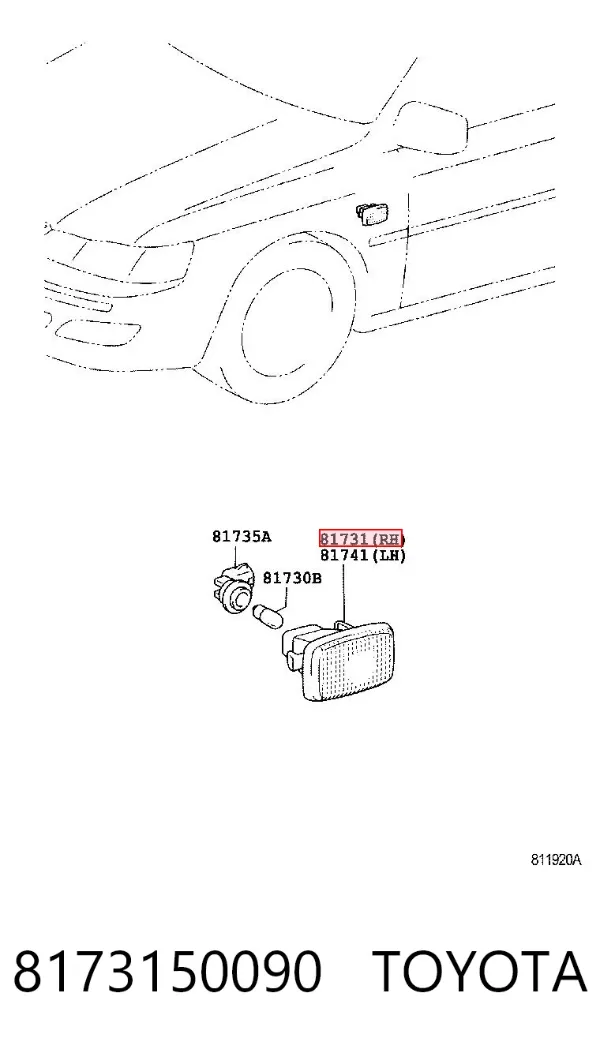 Luz intermitente de guardabarros 8173150090 Toyota