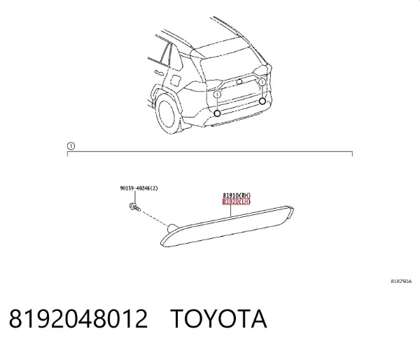Reflector trasero izquierdo del parachoques 8192048012 Toyota