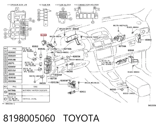 Relé de intermitentes 8198005060 Toyota