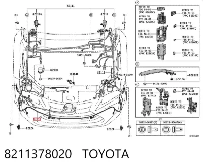 Cable de sensor de aparcamiento del parachoques delantero TOYOTA 8211378020