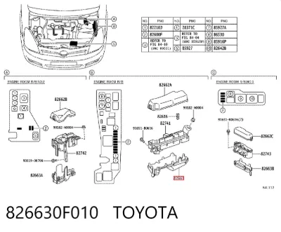 Carcasa de la caja de fusibles TOYOTA 826630F010