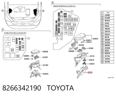 Carcasa de la caja de fusibles TOYOTA 8266342190