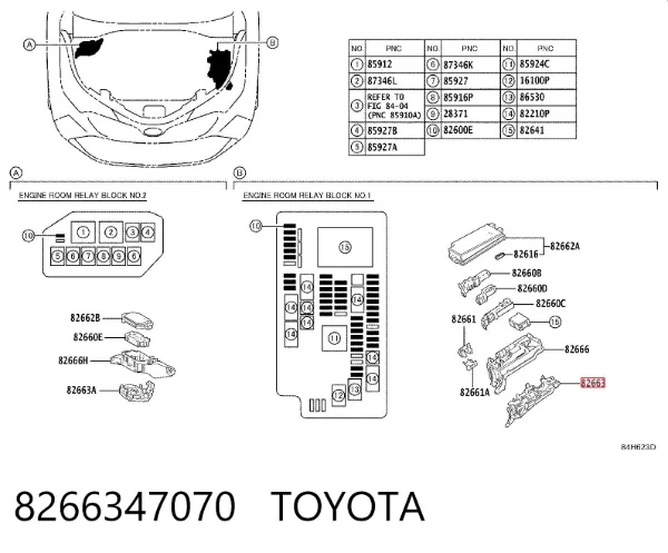 Carcasa de la caja de fusibles 8266347070 Toyota