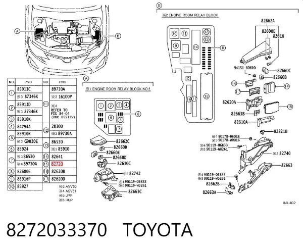 Bloque de relés 8272033370 Toyota