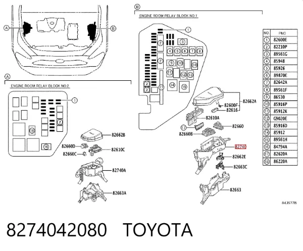 Caja de fusibles 8274042080 Toyota