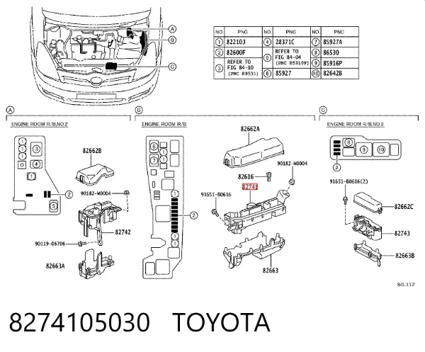 Caja de fusibles 8274105030 Toyota