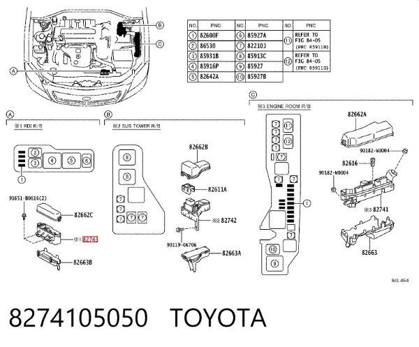 Caja de fusibles 8274105050 Toyota