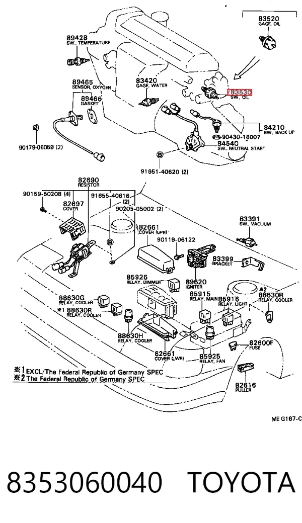 Sensor de presión de aceite 8353060040 Toyota