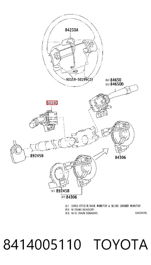 Conmutador izquierdo de la columna de dirección 8414005110 Toyota