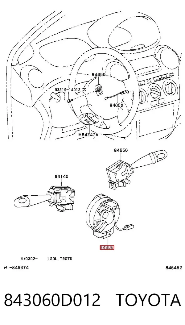 Anillo AIRBAG 843060D012 Toyota