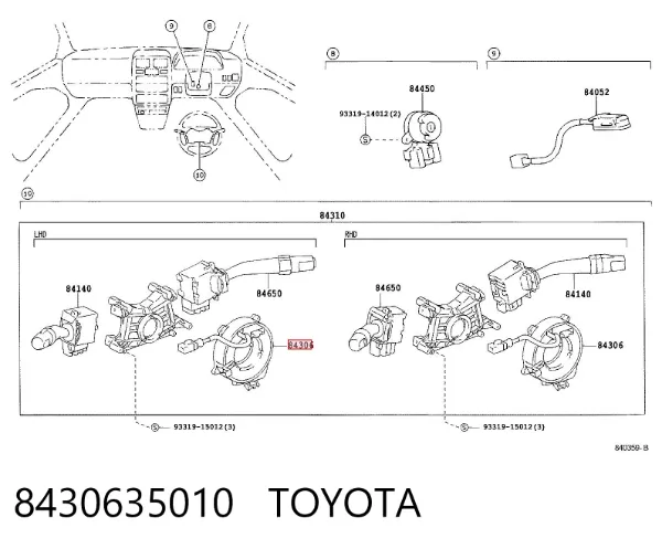 Anillo AIRBAG 8430635010 Toyota