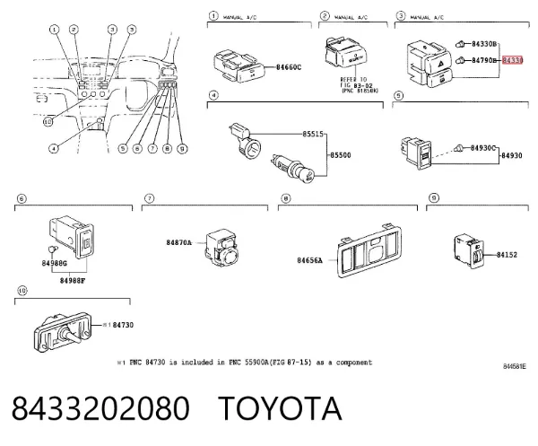Boton de luz de emergencía Toyota Corolla E12U