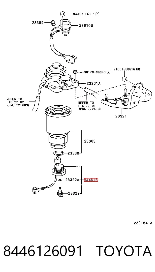 Sensor de nivel de agua del filtro de combustible 8446126091 Toyota