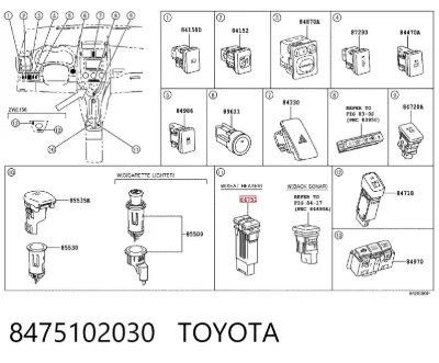 Botón de encendido de calefacción del asiento TOYOTA 8475102030