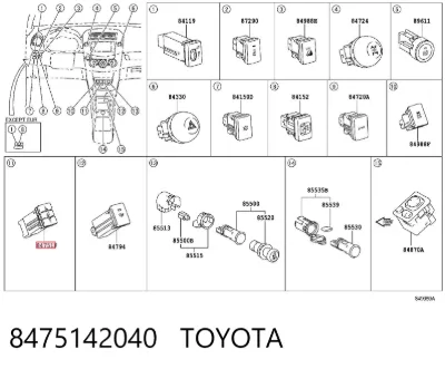 Botón de encendido de calefacción del asiento TOYOTA 8475142040