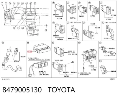 Botón de encendido de la calefacción de la luneta trasera TOYOTA 8479005130