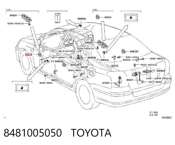 Botón de elevalunas delantero derecho 8481005050 Toyota