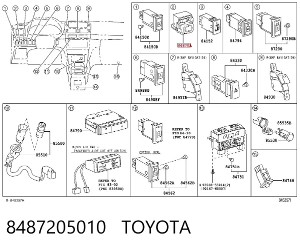 Módulo de espejos retrovisores en la puerta 8487205010 Toyota