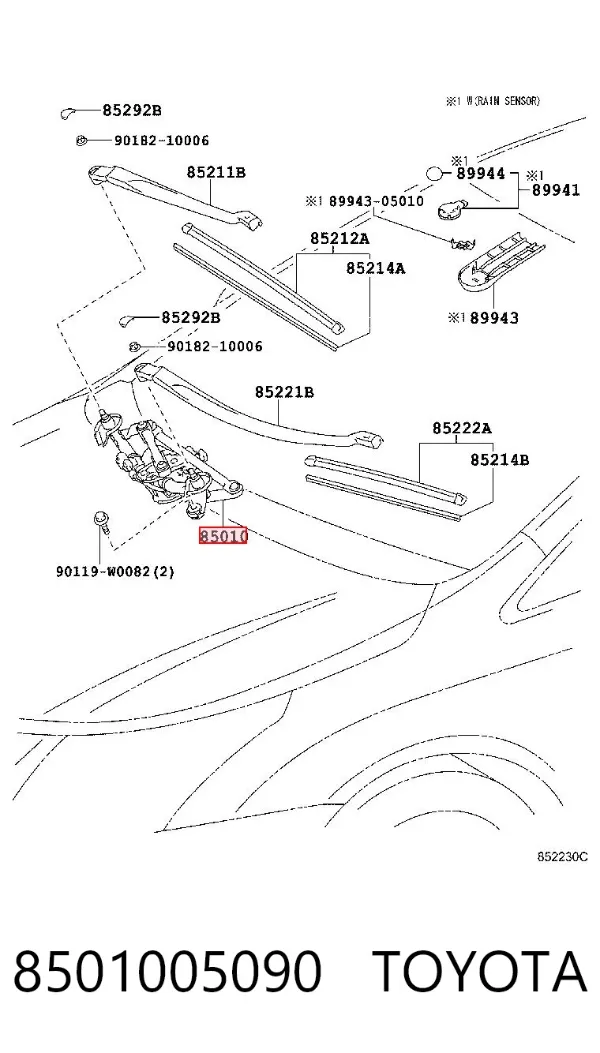 Varilla de limpiaparabrisas 8501005090 Toyota