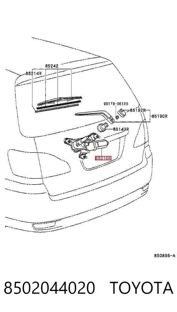 Motor limpiaparabrisas, trasera 8502044020 Toyota