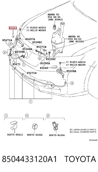 Boquilla del lavador de faros delanteros TOYOTA 8504433120A1