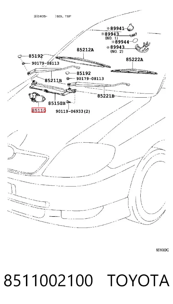 Motor limpiaparabrisas 8511002100 Toyota