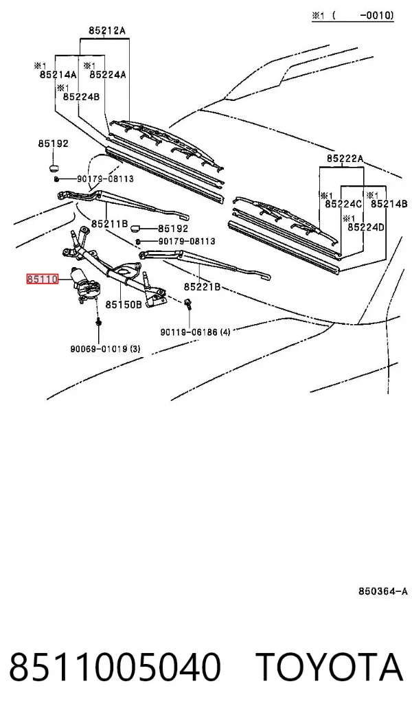 Motor limpiaparabrisas 8511005040 Toyota