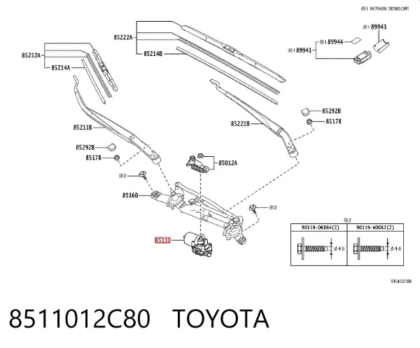 Motor limpiaparabrisas 8511012C80 Toyota
