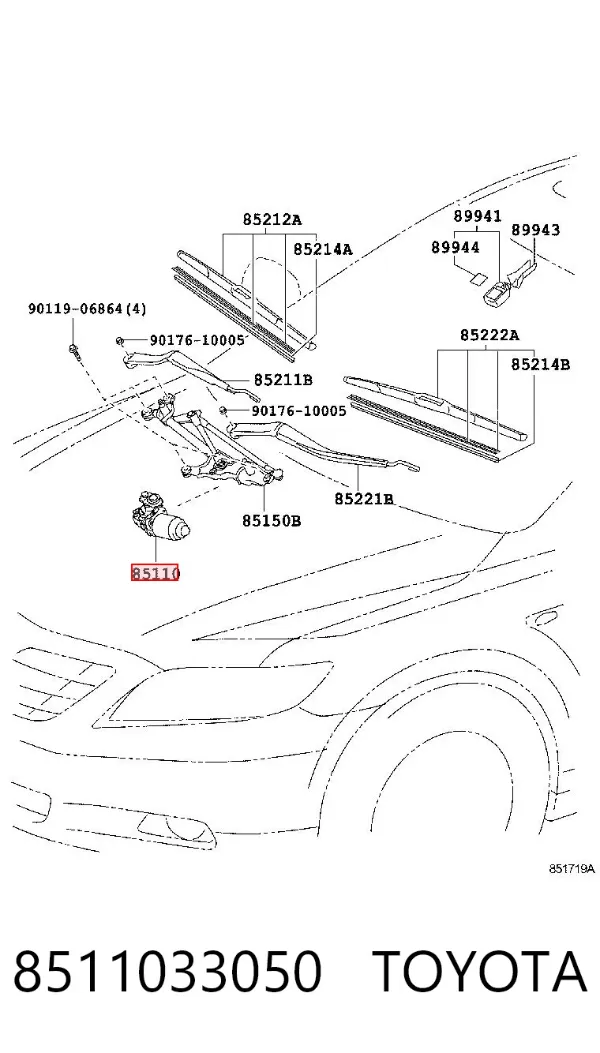 Motor limpiaparabrisas 8511033050 Toyota