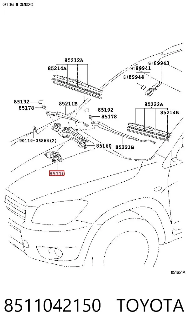 Motor limpiaparabrisas 8511042150 Toyota