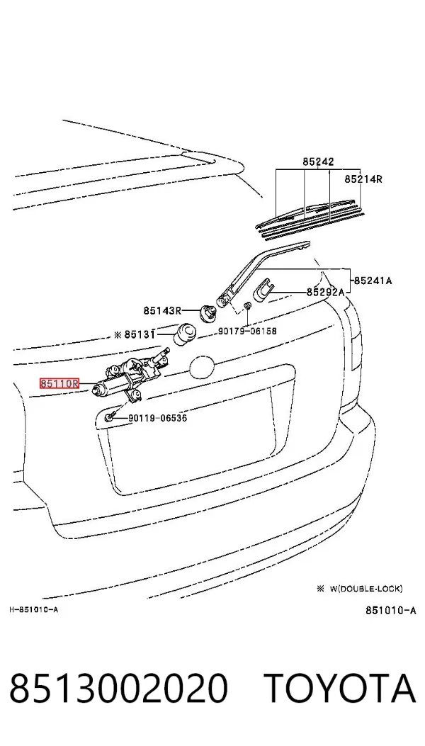Motor limpiaparabrisas, trasera 8513002020 Toyota