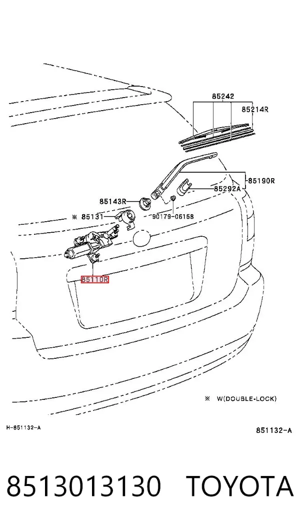 Motor limpiaparabrisas, trasera 8513013130 Toyota