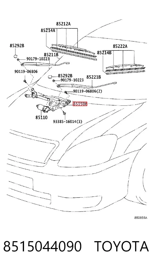Varilla de limpiaparabrisas 8515044090 Toyota