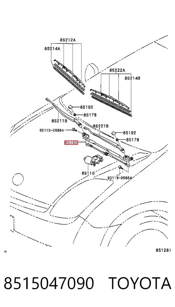 Varilla de limpiaparabrisas 8515047090 Toyota