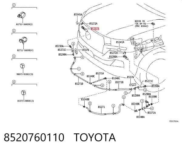 Soporte de inyector del lavafaros (cilindro elevador) 8520760110 Toyota