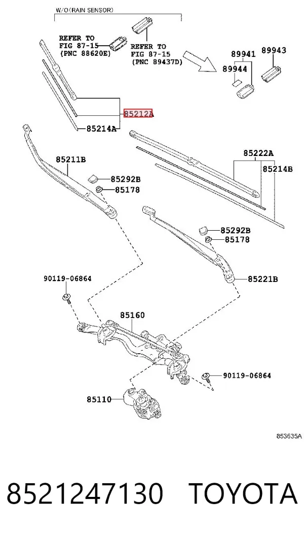 Limpiaparabrisas delanteras 8521247130 Toyota