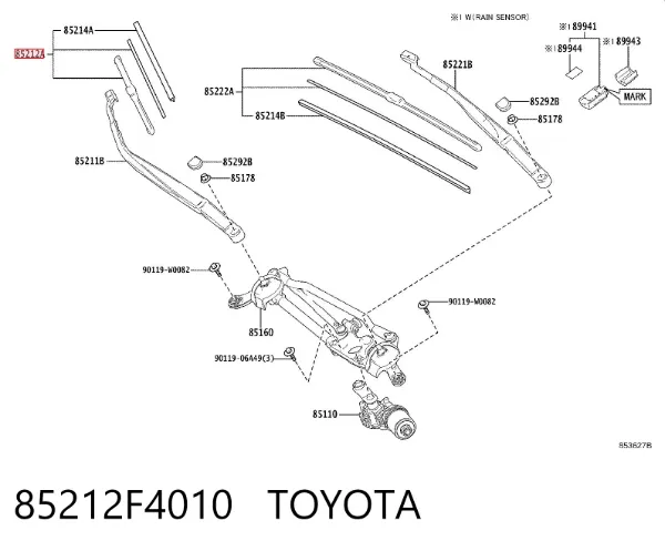 Escobilla del limpiaparabrisas del lado del conductor 85212F4010 Toyota