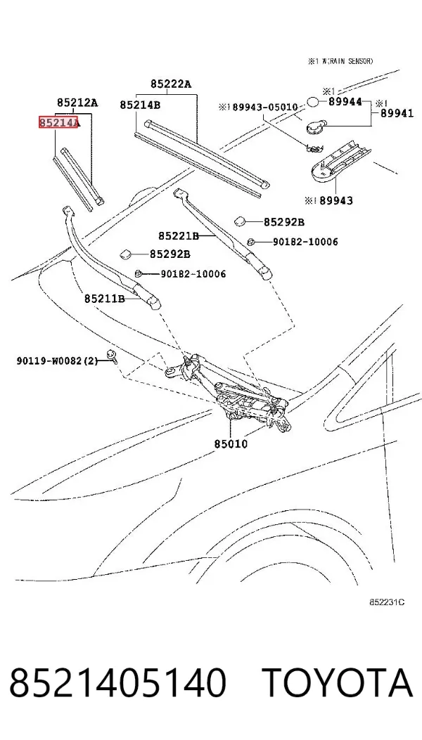 Goma del limpiaparabrisas lado pasajero 8521405140 Toyota